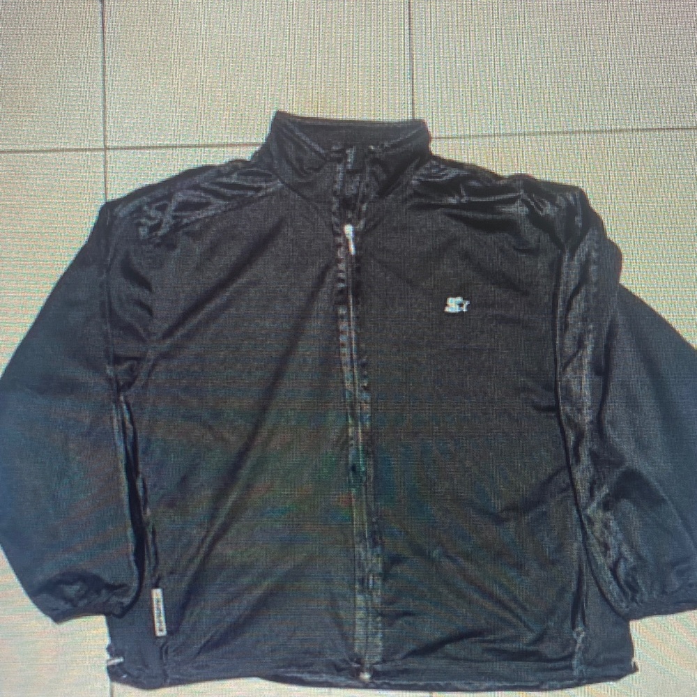 STARTER Black Windbreaker with Logo Accent